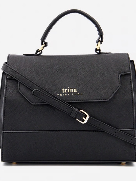 Trina Turk Handbags - Trina Turk Black Professional Top-Handle Satchel/Crossbody with Gold Hardware